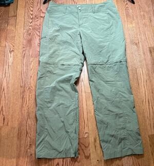 ExOfficio Insect Shield Convertible Hiking Pants Womens 16 Olive Zip Off Travel